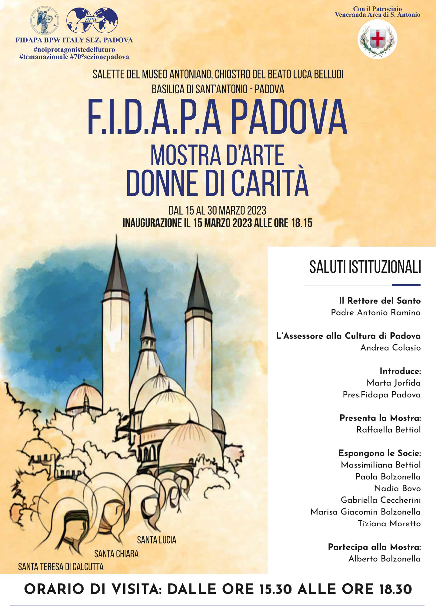 FIDAPA presenta DONNE DI CARITÀ, mostra nelle Salette del Museo Antoniano  nel Chiostro del Beato Luca Belludi della Basilica del Santo - MeloBox